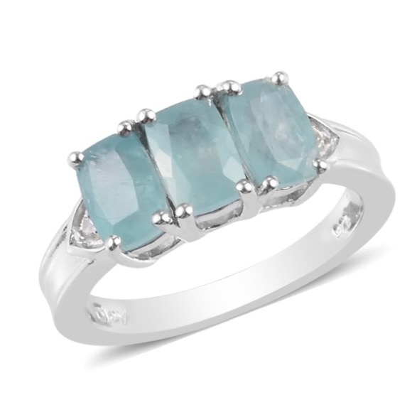 Gorgeous Grandidierite 3-Stone Ring in .925! - Picture 1 of 9